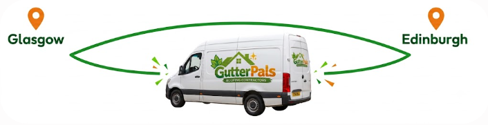 GutterPals van travelling the route between Glasgow and Edinburgh